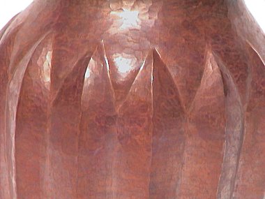 Hammered Round Pronged Copper Vase Close-Up