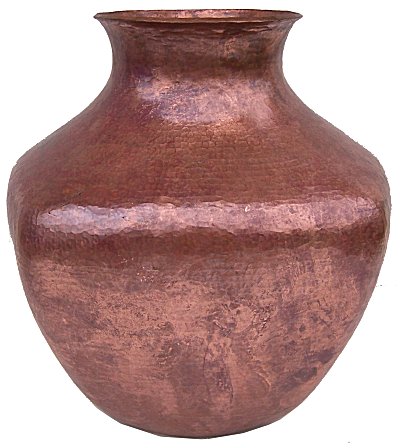 Big Squared Hammered Copper Vase