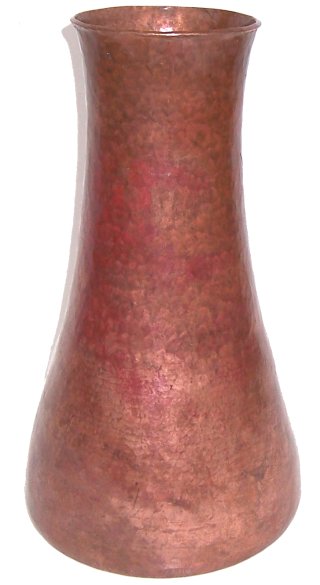 Flat Tall Hammered Copper Vase