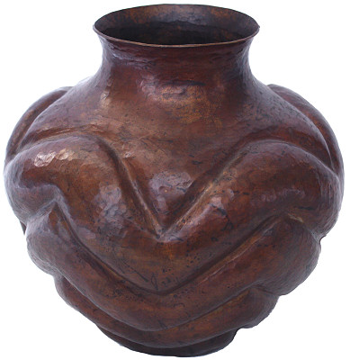 Hammered Waved Copper Vase