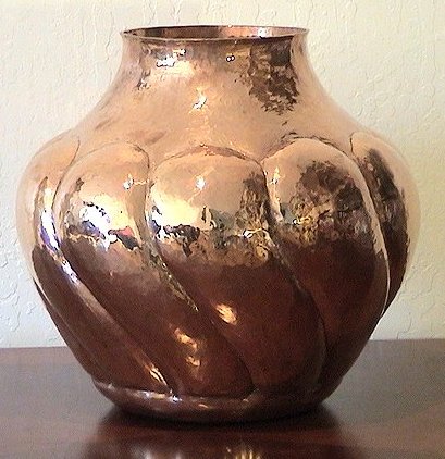 Arts & Crafts Twisted Polished Copper Vase