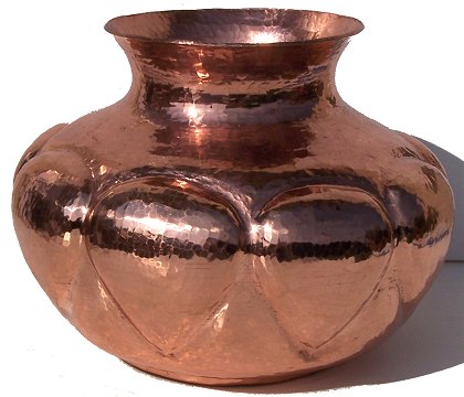 Arts & Crafts Diamond Polished Hammered Copper Vase