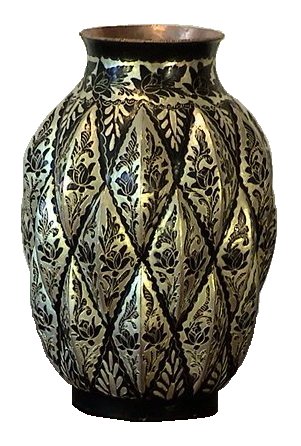 Folk Art Pineapple Silver & Copper Vase