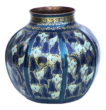 Folk Art Octagonal Alcatraz Copper Vase