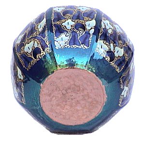 Folk Art Octagonal Alcatraz Copper Vase Details