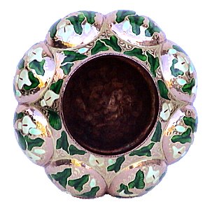 Folk Art Gold Paint Alcatraz Copper Vase Close-Up