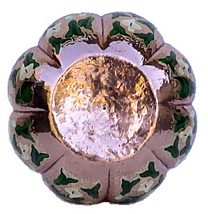 Folk Art Gold Paint Alcatraz Copper Vase Details