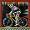 Biking. Day-Of-The-Dead Clay Tile