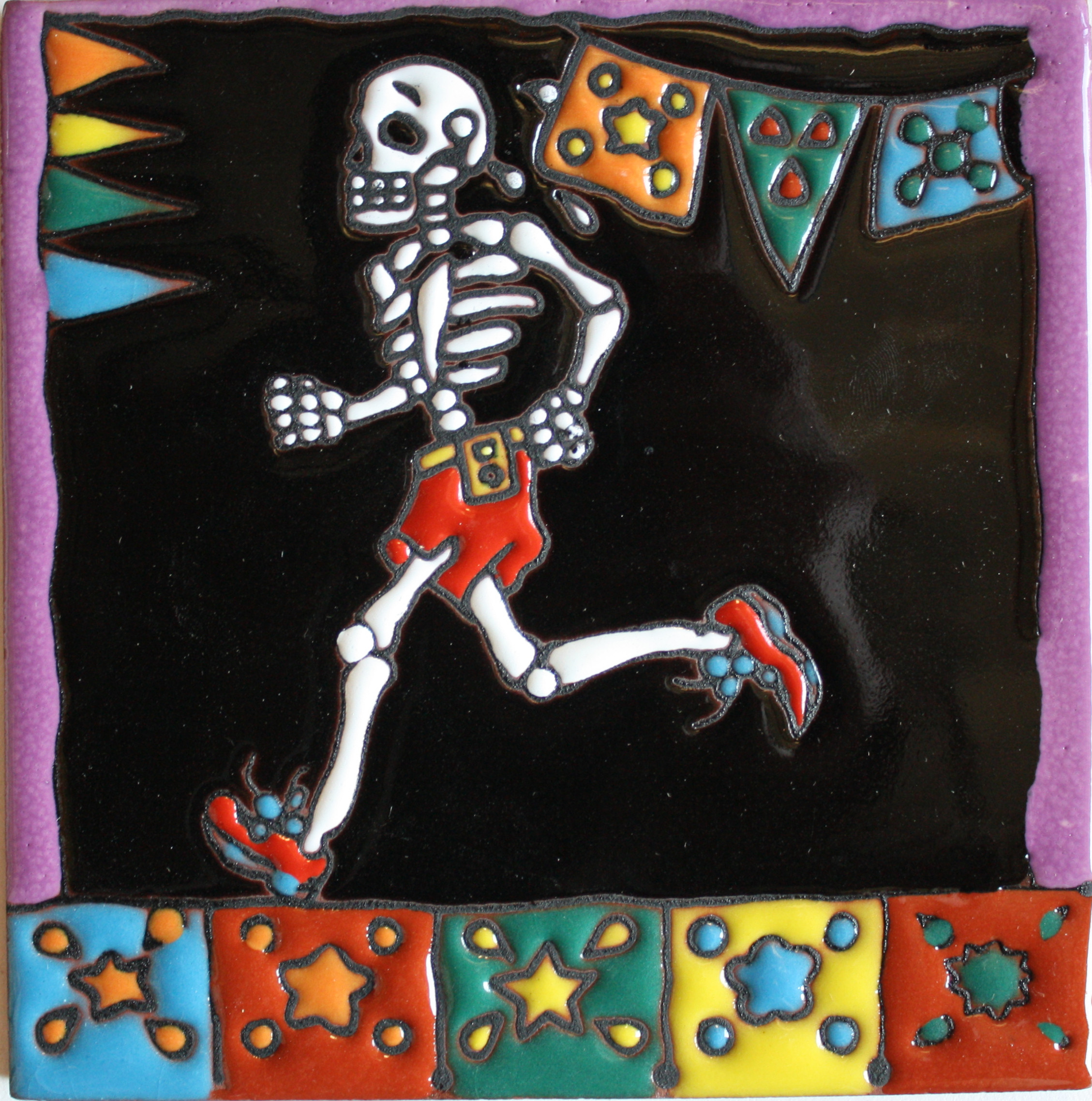 Marathon. Day-Of-The-Dead Clay Tile