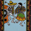 The Dancers. Day-Of-The-Dead Clay Tile