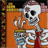 TalaMex Coffee Time. Day-Of-The-Dead Clay Tile