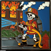TalaMex Firefighter. Day-Of-The-Dead Talavera Clay Tile