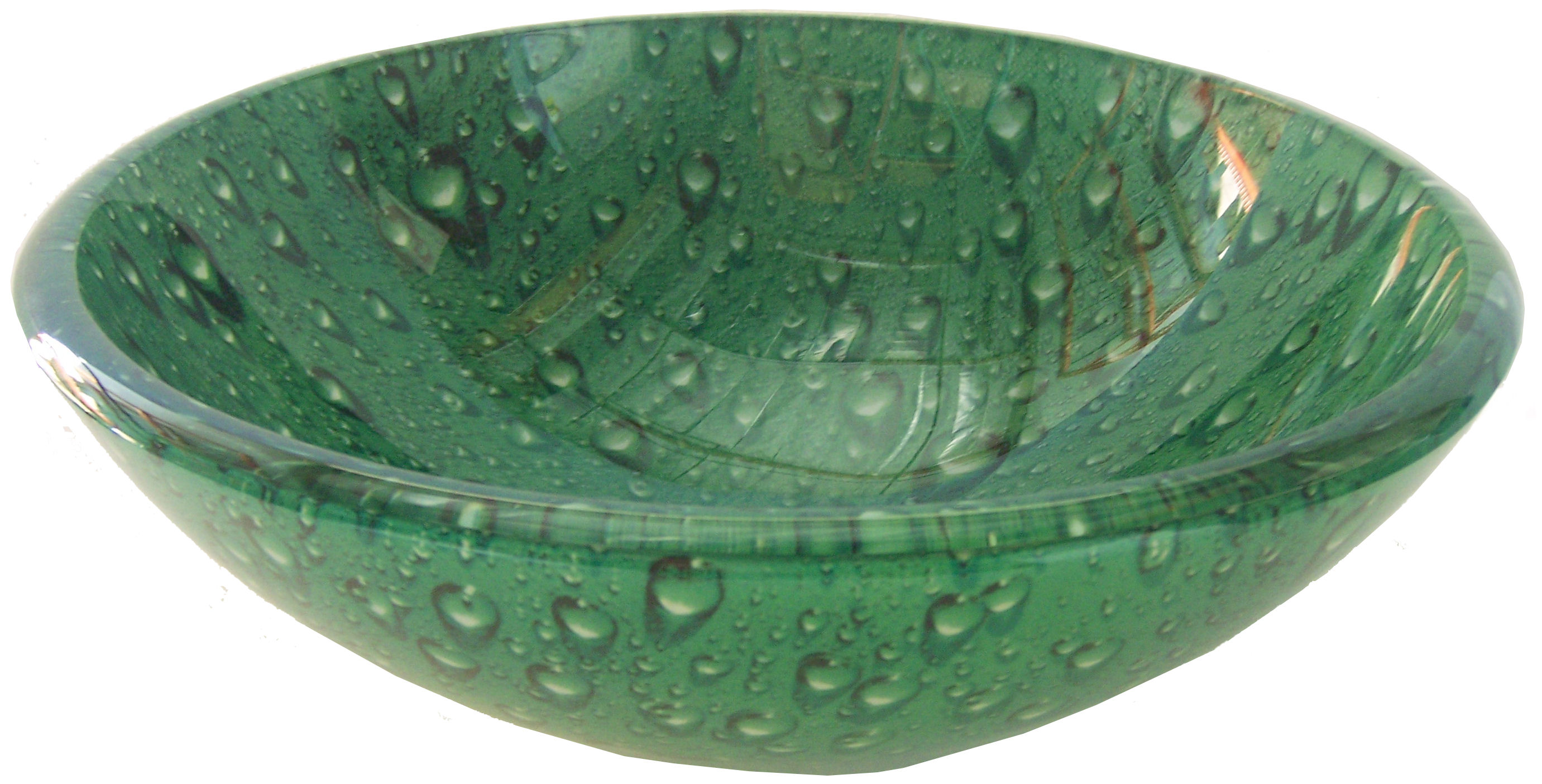 Above Counter Glass Vessel Basin - Green Water Drip
