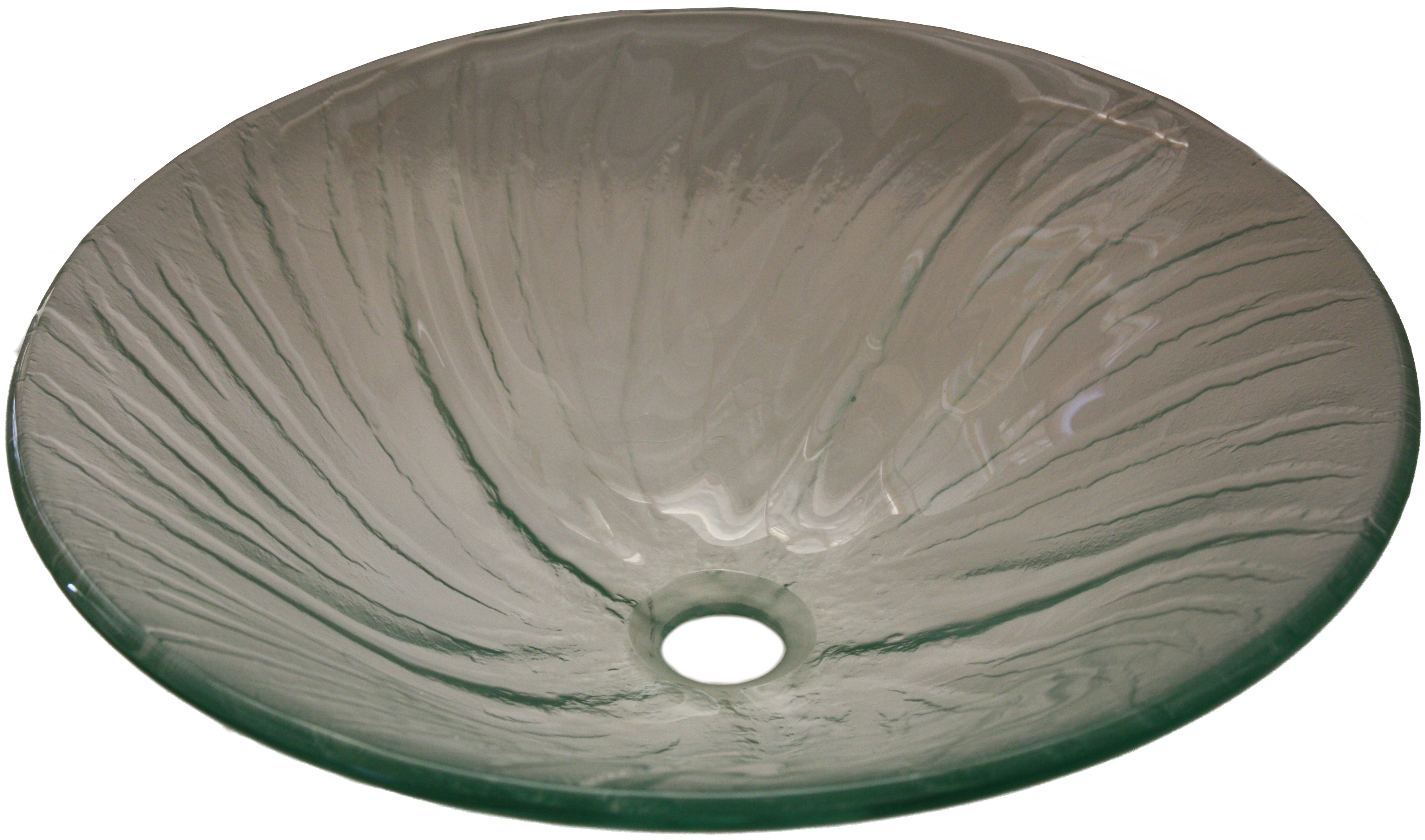 Above Counter Glass Vessel Basin - Blue Scalloped