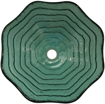Above Counter Glass Vessel Basin - Clear Scalloped Details