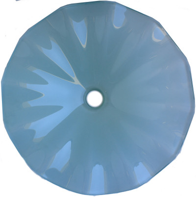 Above Counter Glass Vessel Basin - Scalloped Frosted Close-Up
