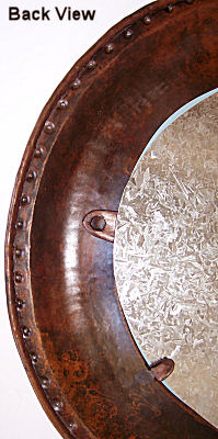 Oval Hammered Copper Mirror Details