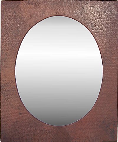 Medium Hammered Oval Copper Mirror