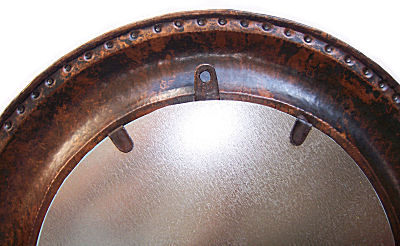 Round Hammered Copper Mirror Details