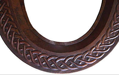 Art Oval Hammered Copper Mirror Close-Up