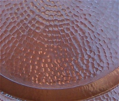 Squared Hammered Copper Plate Close-Up