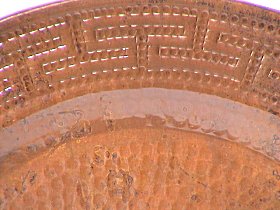 Maze Hammered Copper Plate Close-Up