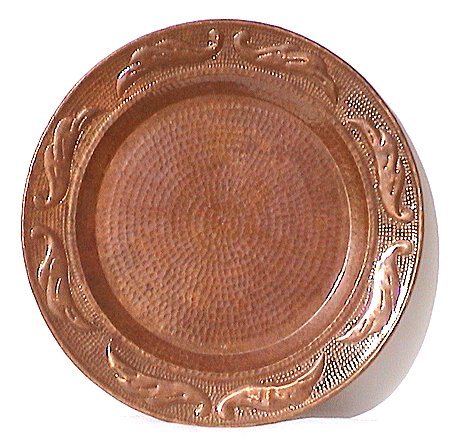 Leaves Hammered Copper Plate