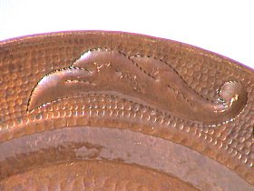 Leaves Hammered Copper Plate Close-Up