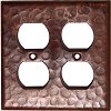 Double Duplex Outlet Hammered Copper Wall Plate