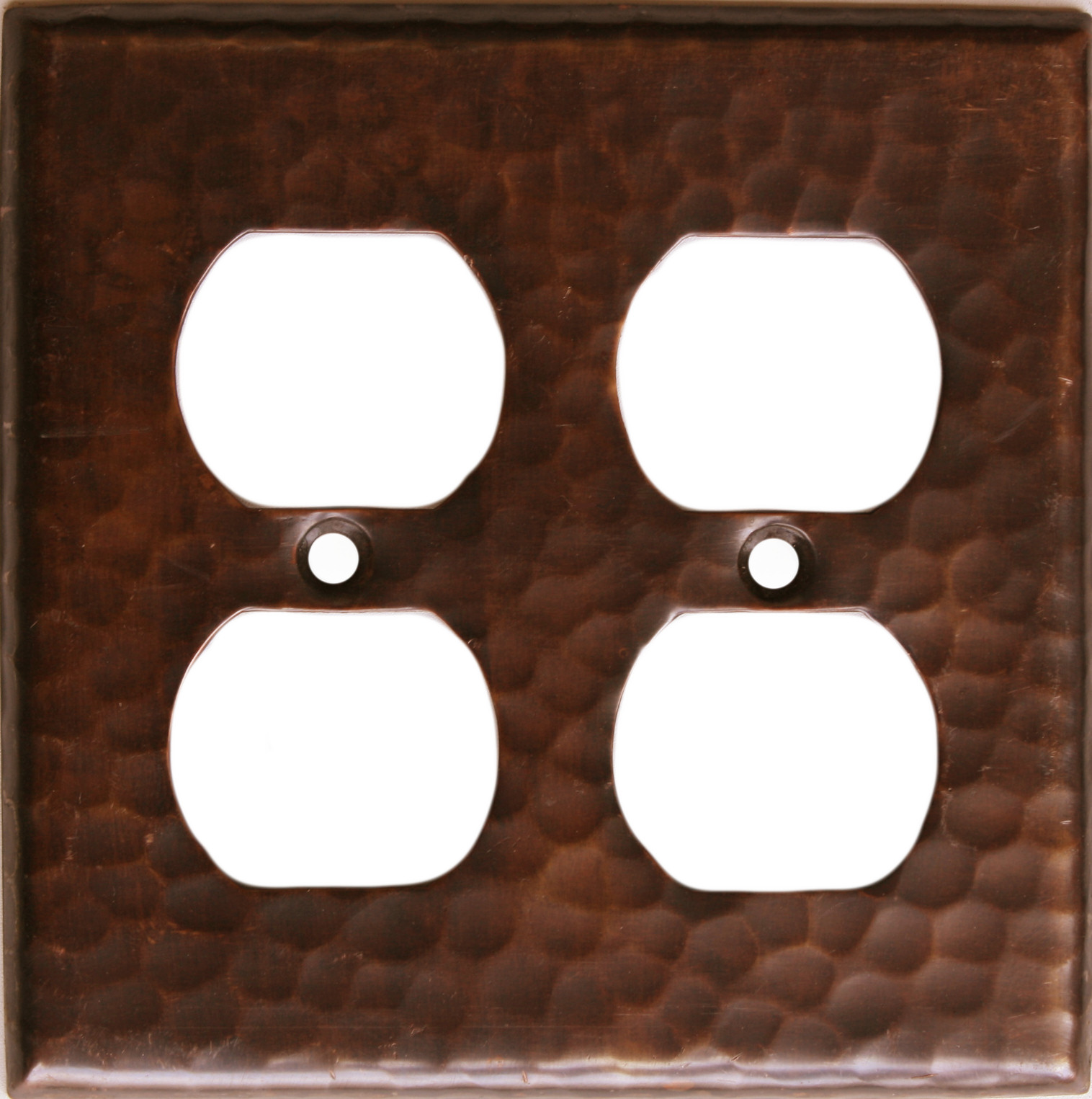 Double Duplex Outlet Hammered Copper Wall Plate