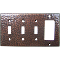 Triple Switch Single Decora Hammered Copper Plate