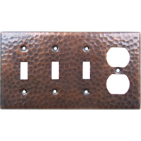 Triple Switch Outlet Hammered Copper Plate