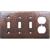 Triple Switch Outlet Hammered Copper Plate