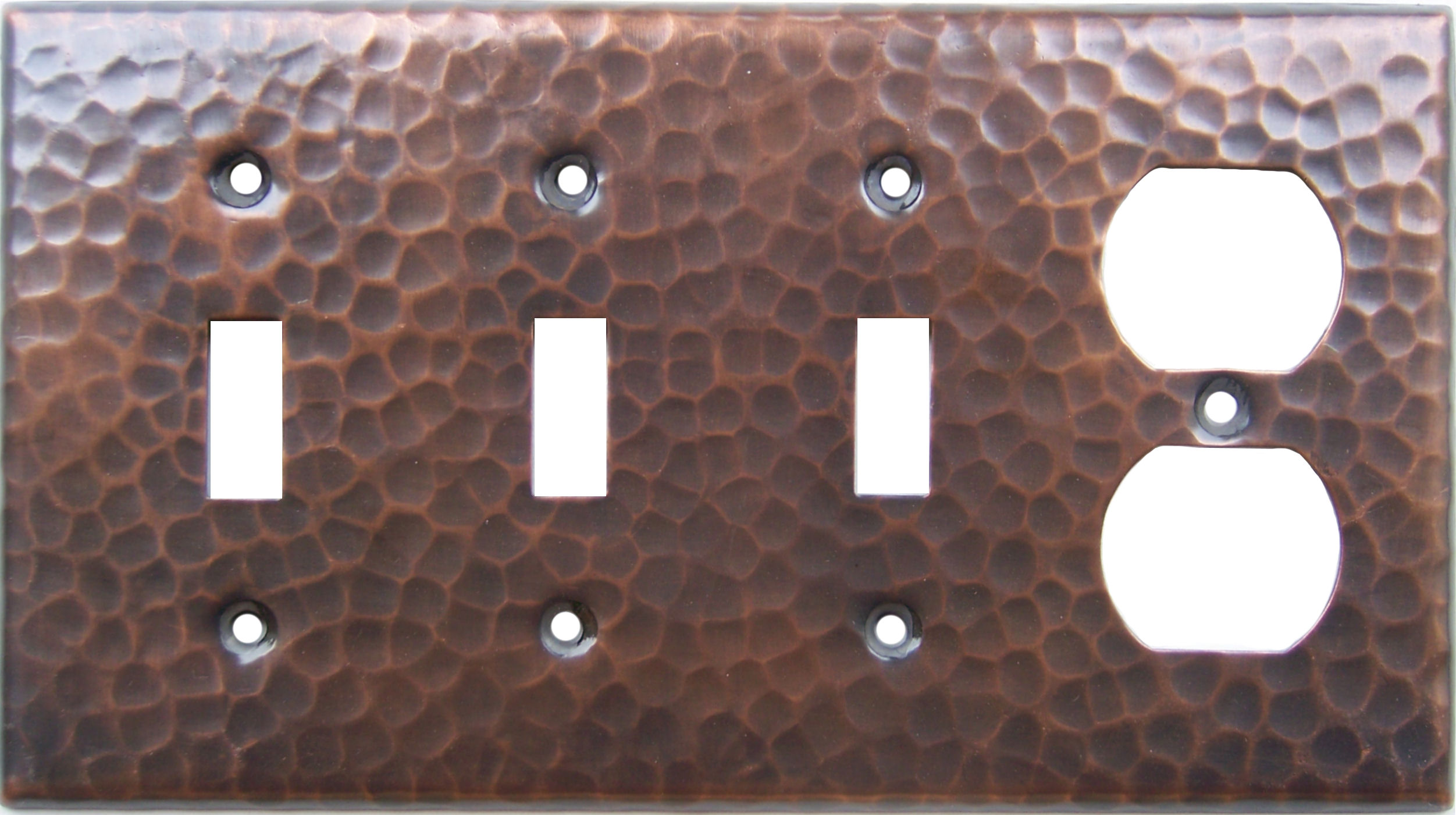 Triple Switch Outlet Hammered Copper Plate