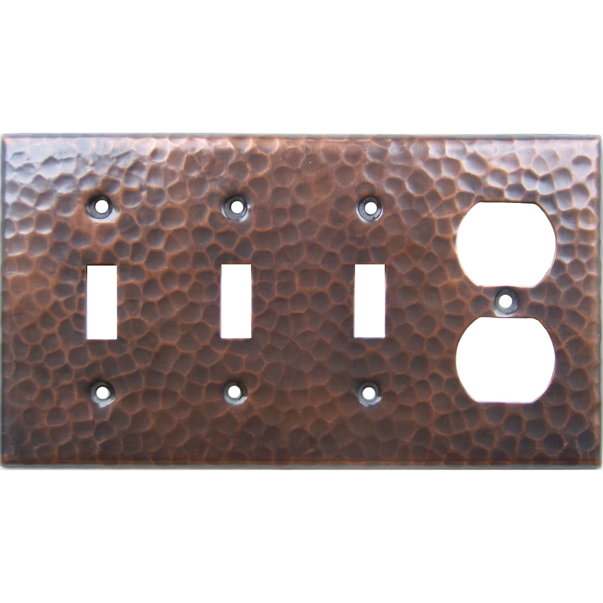 Triple Switch Outlet Hammered Copper Plate