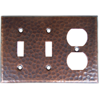 Double Switch-Outlet Hammered Copper Switch Plate