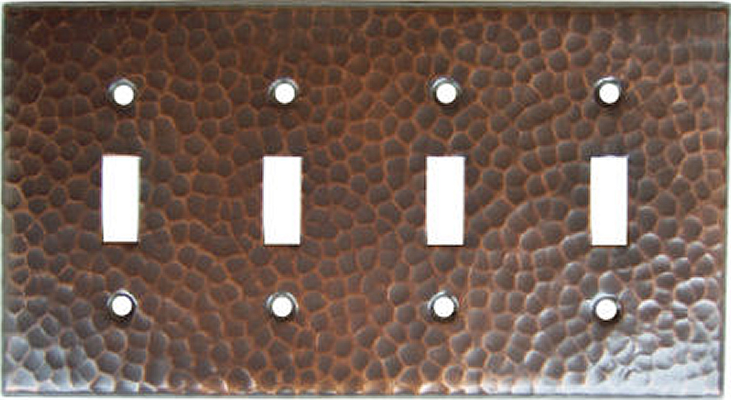 Quadruple Switch Hammered Copper Plate