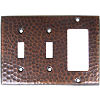 Double Switch-Single Decora Hammered Copper Switch Plate