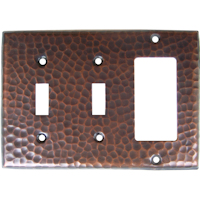 Double Switch-Single Decora Hammered Copper Switch Plate