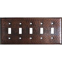 Quintuple Switch Hammered Copper Switch Plate