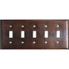 Quintuple Switch Hammered Copper Switch Plate