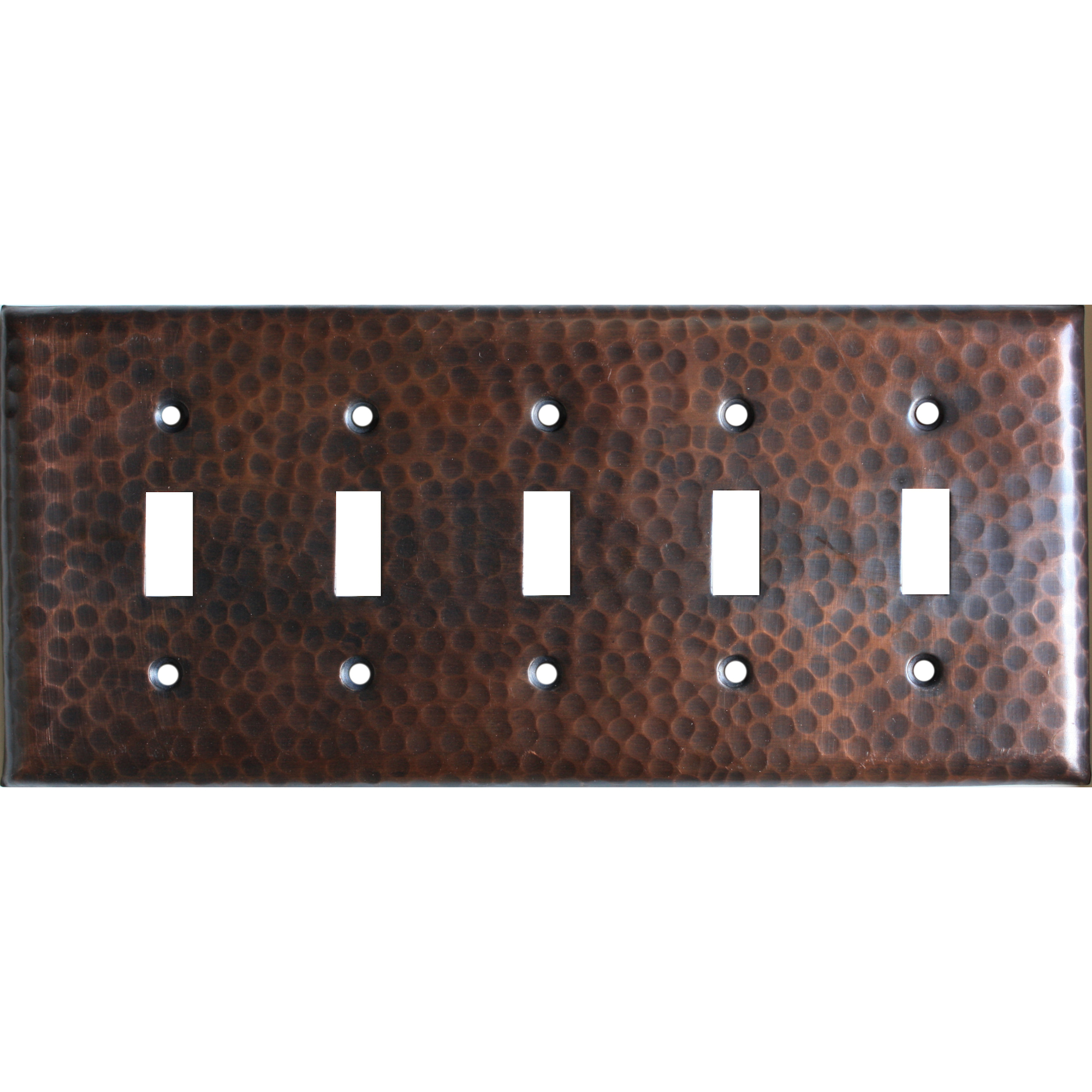 Quintuple Switch Hammered Copper Switch Plate