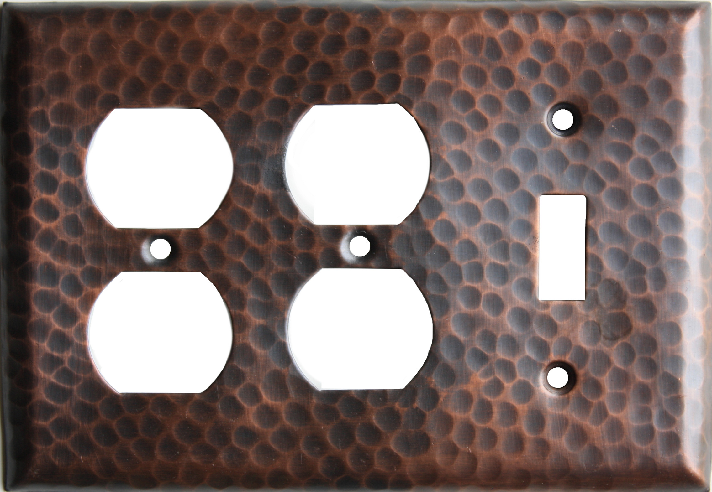 Double Outlet Switch Hammered Copper Plate