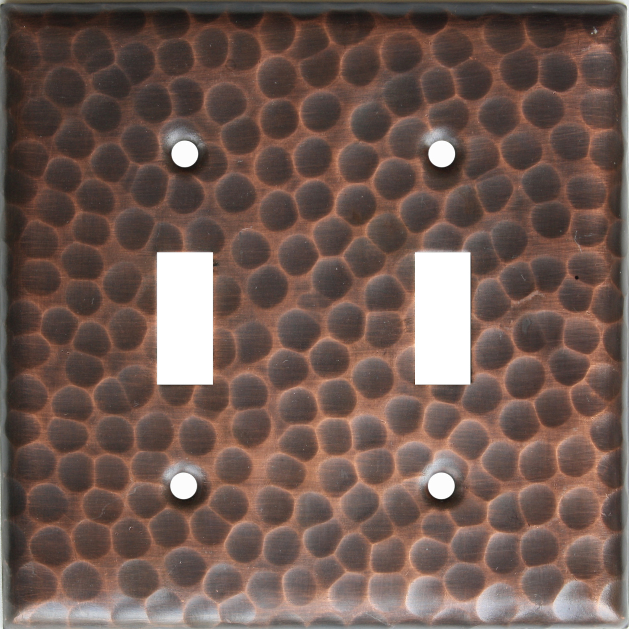 Double Toggle Hammered Copper Switch Plate