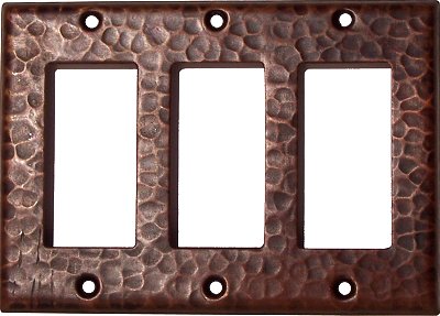 Triple Decora Hammered Copper Switch Plate
