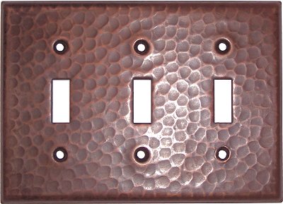 Triple Toggle Hammered Copper Switch Plate