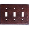 Triple Toggle Hammered Copper Switch Plate