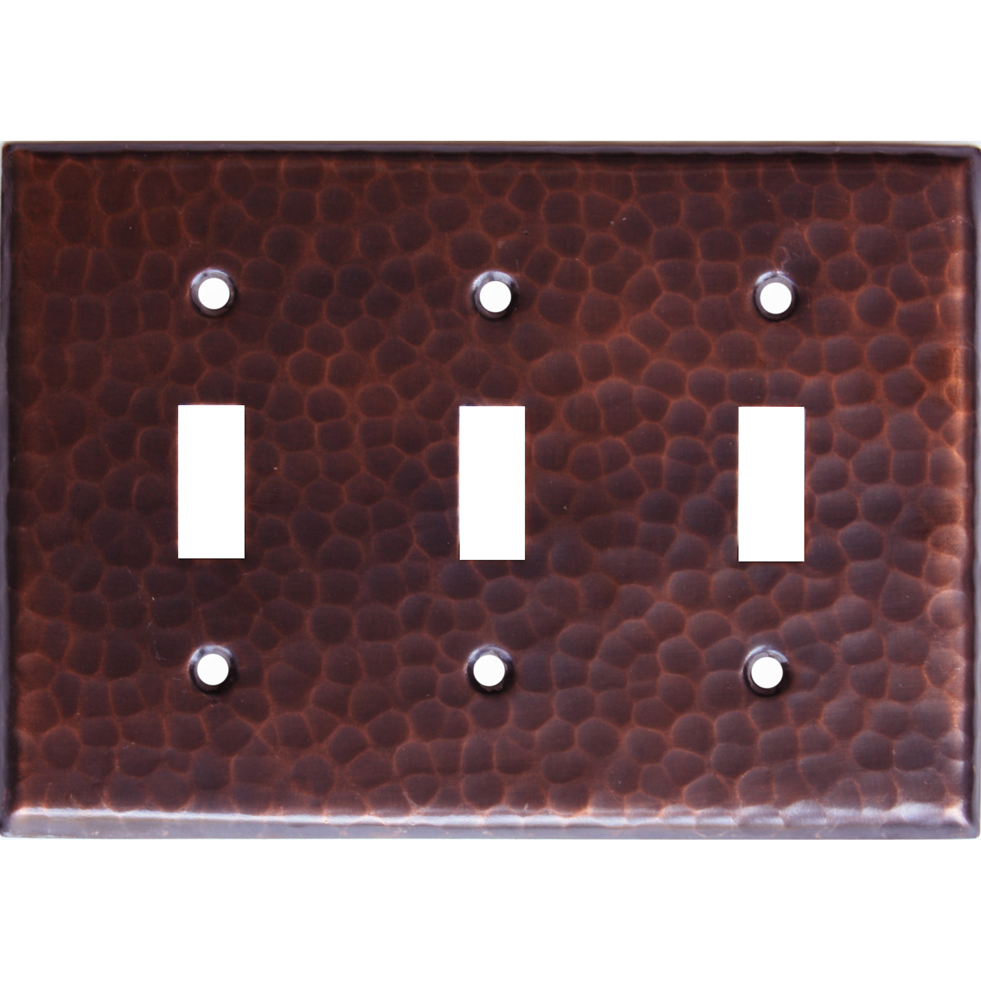 Triple Toggle Hammered Copper Switch Plate