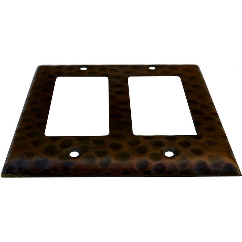 Double Decora Hammered Copper Switch Plate Close-Up