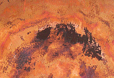 Big Round Hammered Copper Table Close-Up